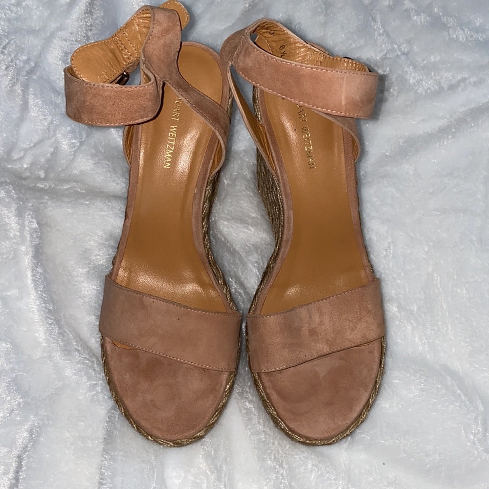 New Stuart Weitzman Natural Wedge Sandal - Picture 4 of 7